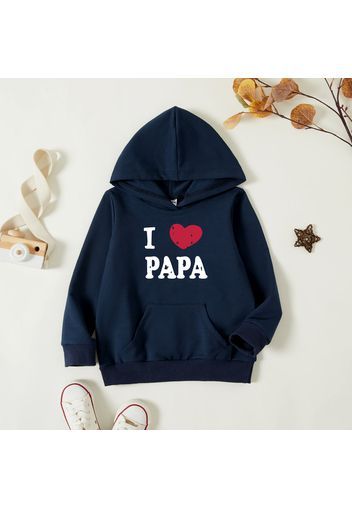 Toddler Graphics Heart-shaped and Letter Print Long-sleeve Hooded Pullover