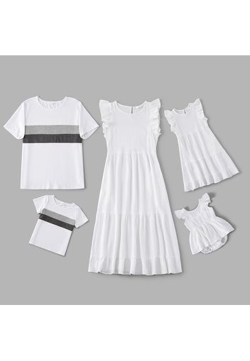 100% Cotton Solid White Family Matching Sets