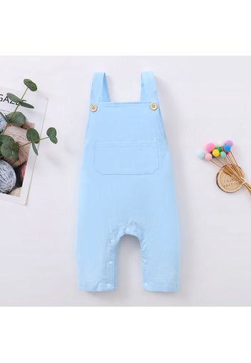 Solid Pocket Decor Sleeveless Baby Jumpsuit Overalls