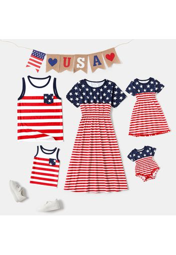 Family Matching Stars and Stripes Print Short-sleeve Dresses and Tank Tops Sets