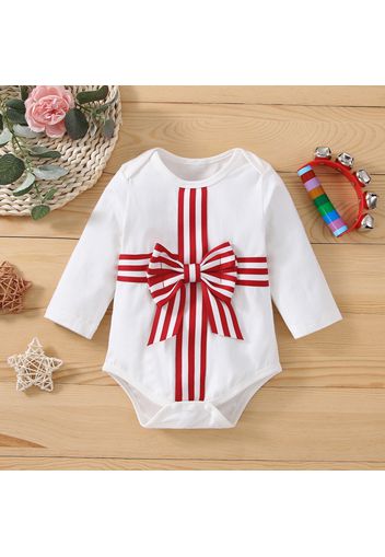 Baby Boy/Girl Striped Ribbon Bowknot Design Long-sleeve Romper