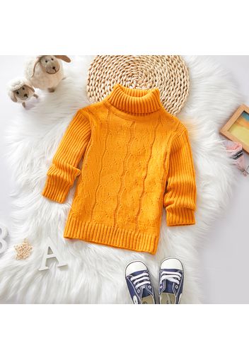 Toddler Girl/Boy Solid Cable Knit Turtleneck Sweater