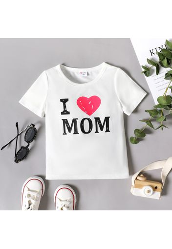 Mother's Day Toddler Boy Letter Heart Print Short-sleeve Tee