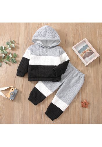 2-piece Toddler Girl/Boy Colorblock Hoodie Sweatshirt and Pants Set