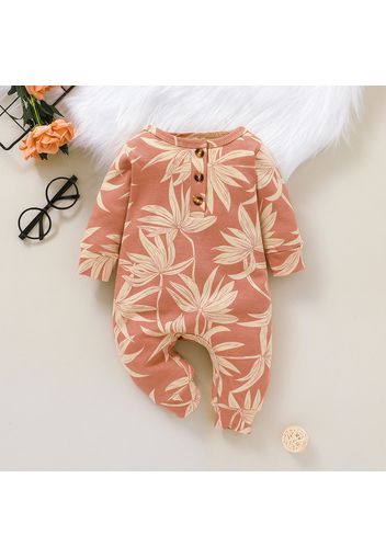 100% Cotton Graphic/Floral Print Baby Long-sleeve Jumpsuit