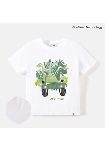 Go-Neat Toddler Boy Water & Stain Resistant Eco Breathable Dinosaur Print Short-sleeve Tee