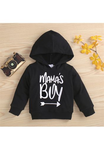 100% Cotton Letter Print Solid Long-sleeve Hooded Baby Sweatshirt