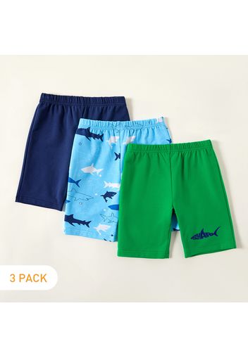 3-piece Toddler Solid Shark Allover Print  Shorts