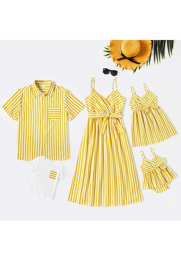 Mosaic Stripe Print Family Matching Yellow Sets