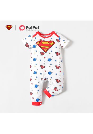 Superman Baby Boy Classic Logo Allover and Super Hero Graphic Jumpsuit