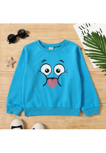 Kid Girl/ BoyCute Face Emoji Print Pullover Sweatshirt