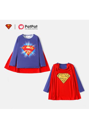 Superman Kids Boy Shiny Superman Logo Tee with Cloak