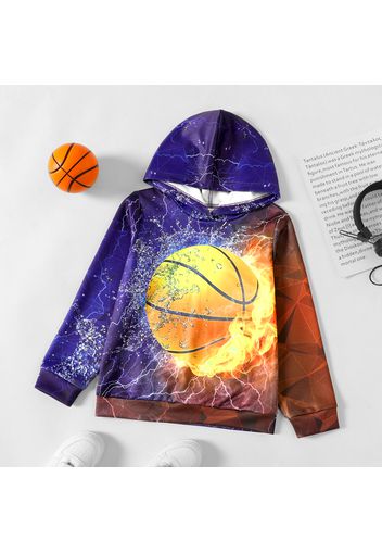 Kid Boy Basketball Water Fire Print Hoodie Sweatshirt