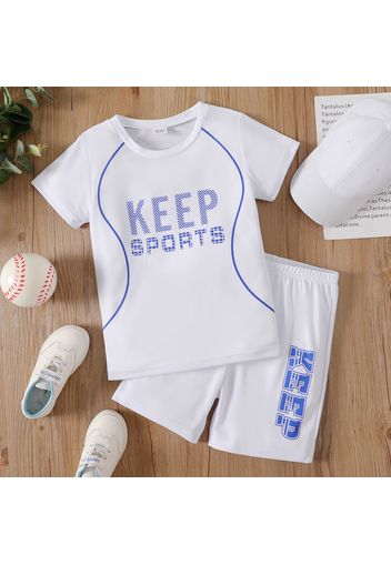 2pcs Kid Boy Letter Print Short-sleeve Tee and Elasticized Shorts Sporty Set