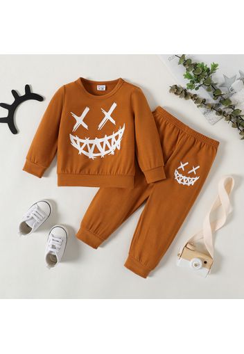 2pcs Baby Boy Long-sleeve Graphic Pullover Sweatshirt and Pants Set