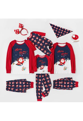 Christmas Santa and Letter Print Red Family Matching Long-sleeve Pajamas Sets (Flame Resistant)