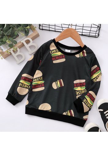 Toddler Boy Letter Hamburger Print Pullover Sweatshirt