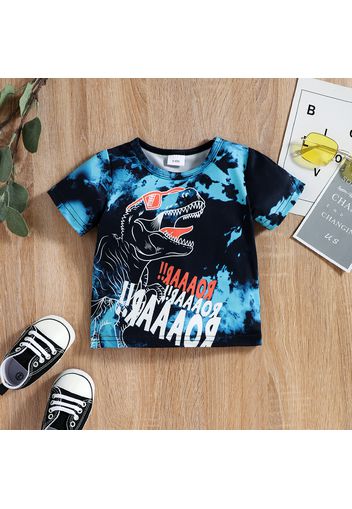 Baby Boy Dinosaur and Letter Print Short-sleeve T-shirt