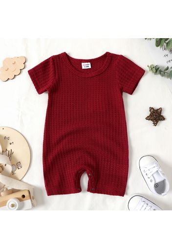 Baby Boy/Girl Colorblock Knitted Short-sleeve Romper