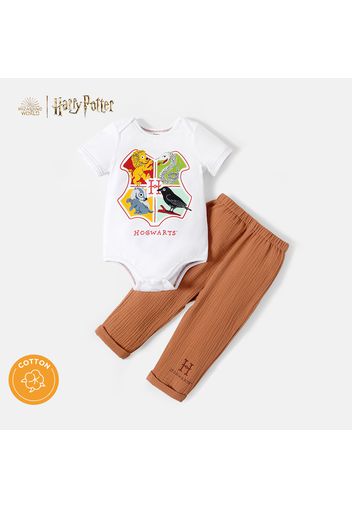 Harry Potter 2pcs Baby Boy Cotton Crepe Pants and Short-sleeve Graphic Romper Set