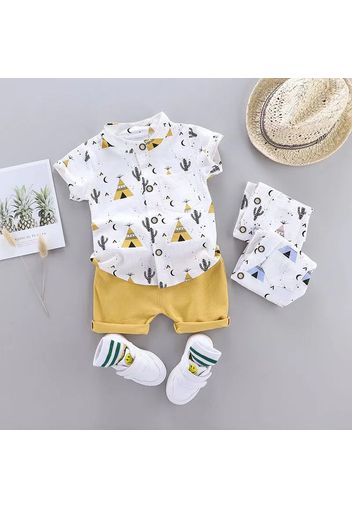 2pcs Cactus Print Short-sleeve Baby Set