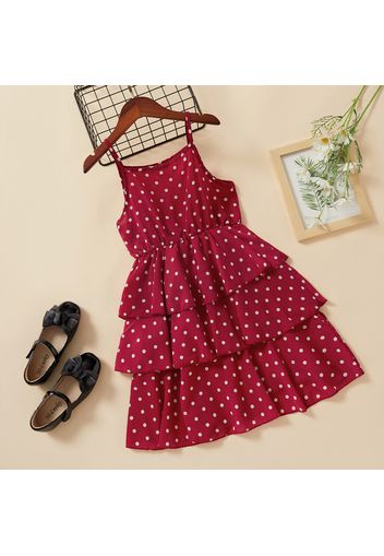 Pretty Kid Girl Polka dot Ruffled Singlet Dress