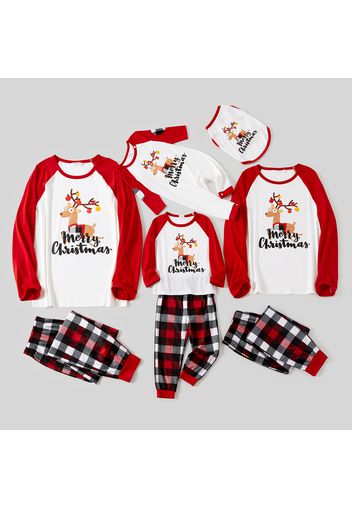 Christmas Deer Pattern Letter Print Raglan Long-sleeve Family Matching Pajamas Sets(Flame Resistant)