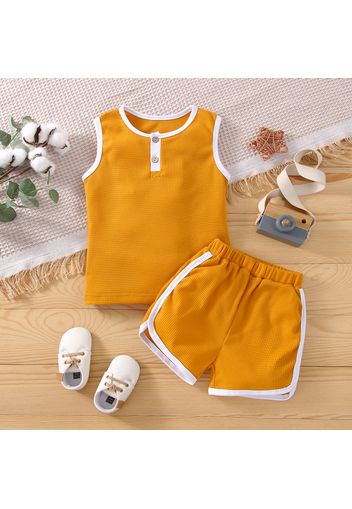 2pcs Toddler Boy/Girl Basic Waffle Tank Top and Shorts Set