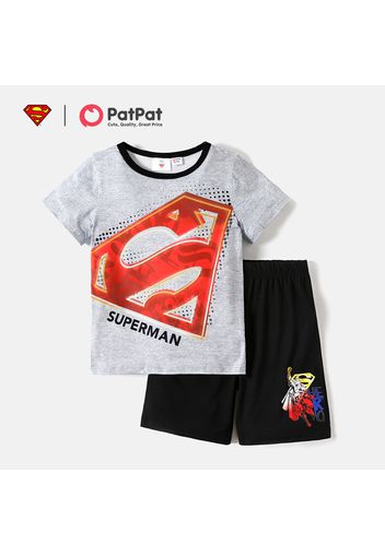 Superman 2-piece Kid Boy Letter Print Tee and Elasticized Black Shorts Set