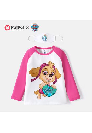 PAW Patrol Toddler Boy/Girl Colorblock Long Raglan Sleeve Tee with Face Mask