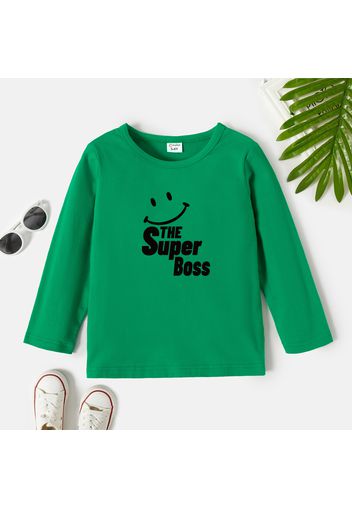 Toddler Graphic Letter and Smiley Print Long-sleeve Tee