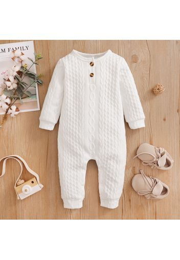 Solid Imitation Knitting Baby Long-sleeve Jumpsuit