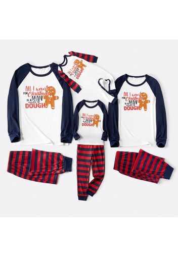 Christmas Gingerbread Man and Letter Print Family Matching Long-sleeve Pajamas Sets