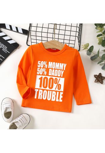 Baby Boy Letter Print Round Neck Long-sleeve Tee