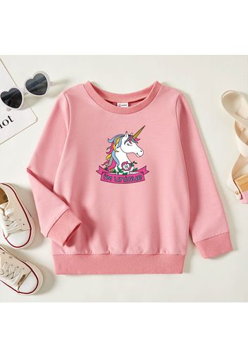 Toddler Girl Graphic Unicorn and Letter Print Long-sleeve Pullover