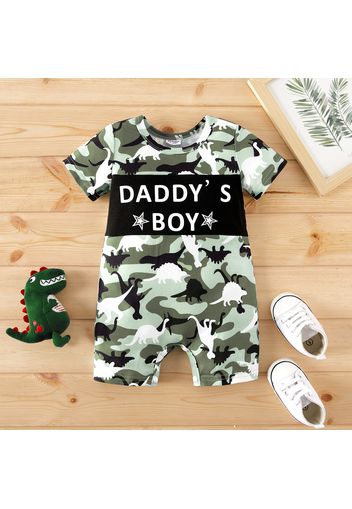 Baby Boy Letter Print Camouflage Short-sleeve Romper