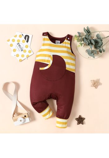 Baby Boy Brown Splicing Striped Sleeveless Jumpsuit