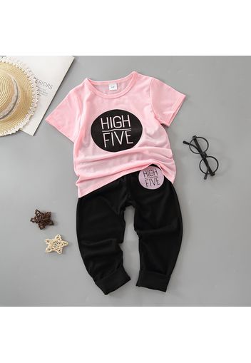 2pcs Toddler Boy Casual Letter Print Tee and Pants Set