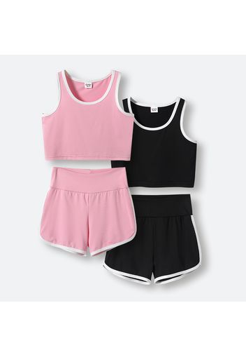 2pcs Kid Girl Tank Top and Elasticized Shorts Sporty Yoga Set