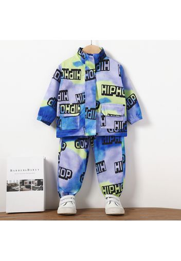 2-piece Toddler Boy/Girl Letter Print Tie Dye Sweatshirt and Pants Set