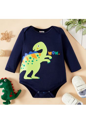 Baby Boy Multicolor Cartoon Dinosaur Long-sleeve Romper Onesie