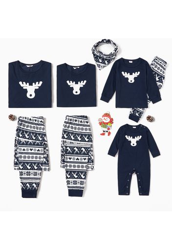 Family Matching Reindeer Print Christmas Pajamas Sets (Flame Resistant)