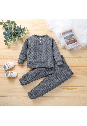 2-piece Toddler Girl/Boy Solid Ribbed Sweater and Elasticized Pants Casual Set