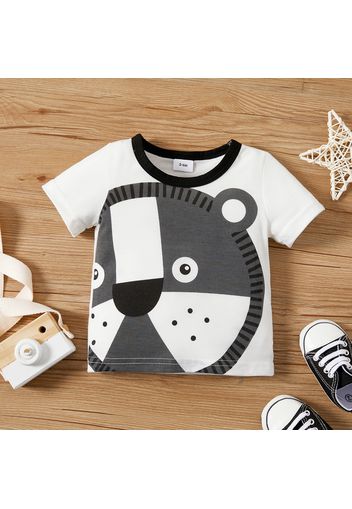 Baby Boy/Girl Cartoon Lion Print Short-sleeve T-shirt