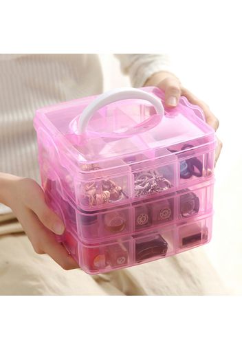 3-Tier Stackable Storage Container Box with 18 Compartments Plastic Craft Storage Box for Toy Beads Jewelry