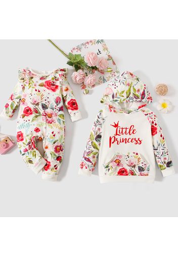 All Over Floral Print Sibling Matching Fleece Long-sleeve Sets