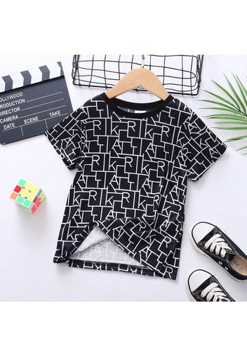 Toddler Boy Trendy Letter Geo Print Black Tee