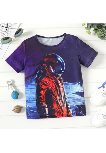 Kid Girl Astronaut/Animal Print Short-sleeve Tee