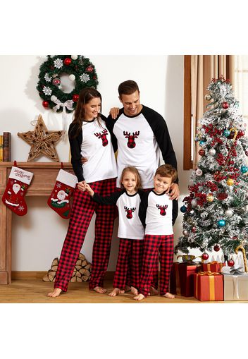 Christmas Plaid Deer Print Family Matching Pajamas Sets (Flame Resistant)