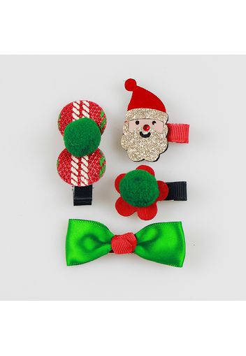 4-pack Women Christmas Hair Clip Christmas Tree Christmas Hat Decor Hair Clip Hair Accessories for Christmas Party Supplies